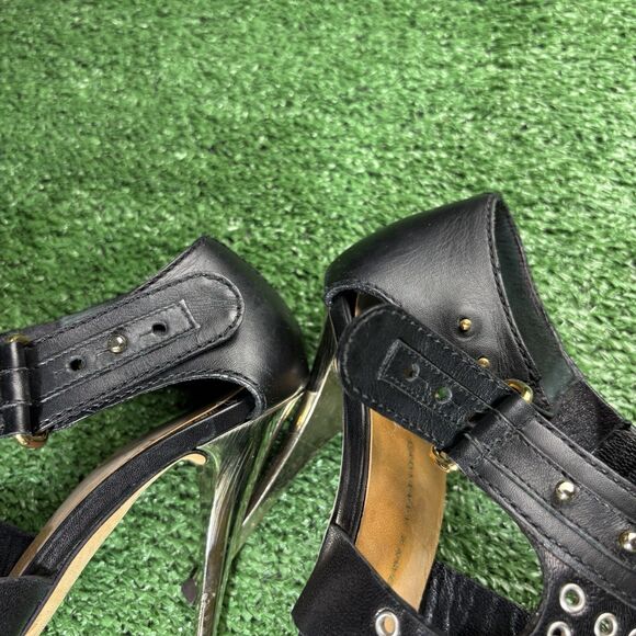 Giuseppe Zanotti Black Studs Peep Toe Slingback Platform High Heels 38.5 - Picture 9 of 9